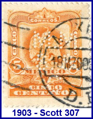 Mexico Mine and Smelter Co. 1903 perfin